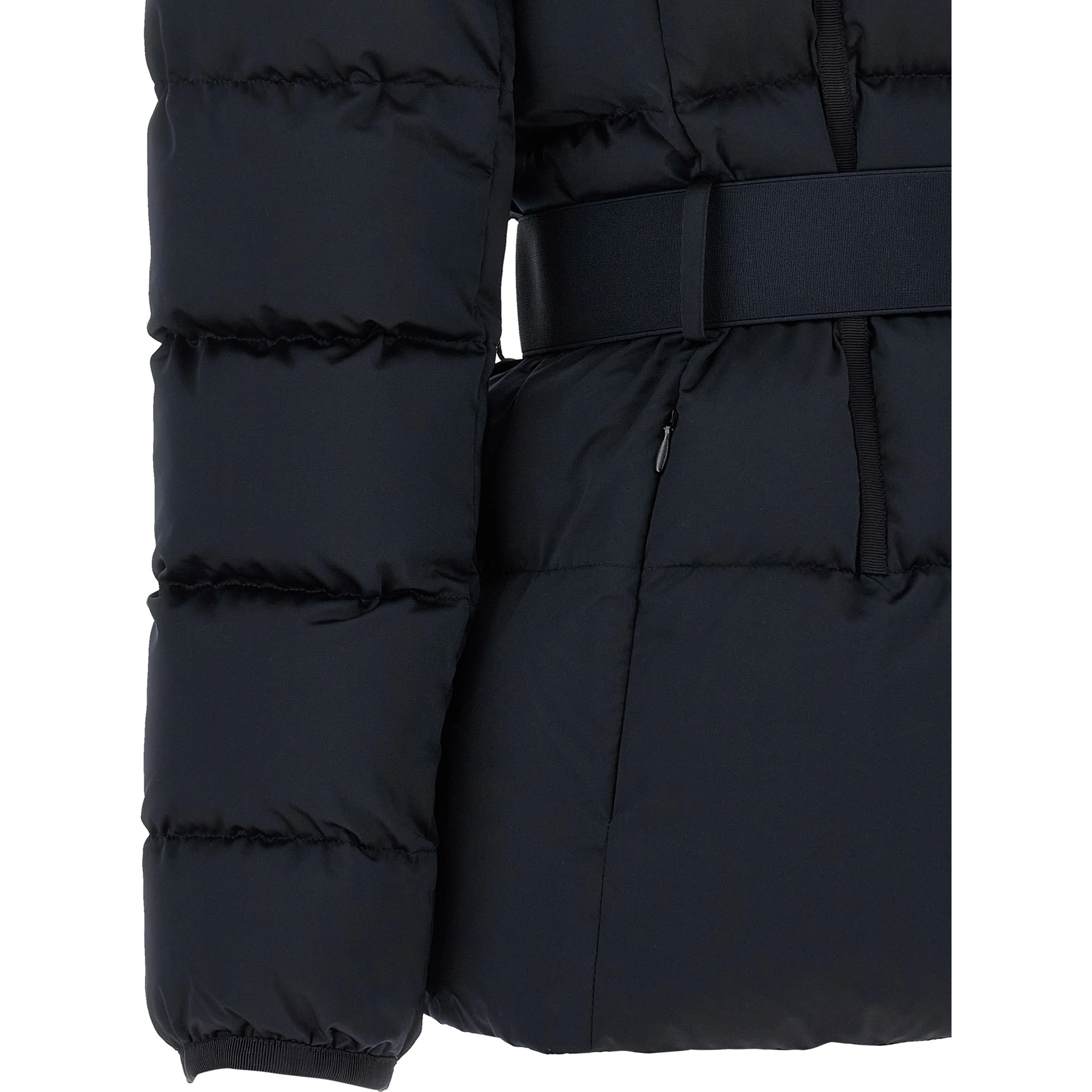 Black Polyester Full-Length Jacket