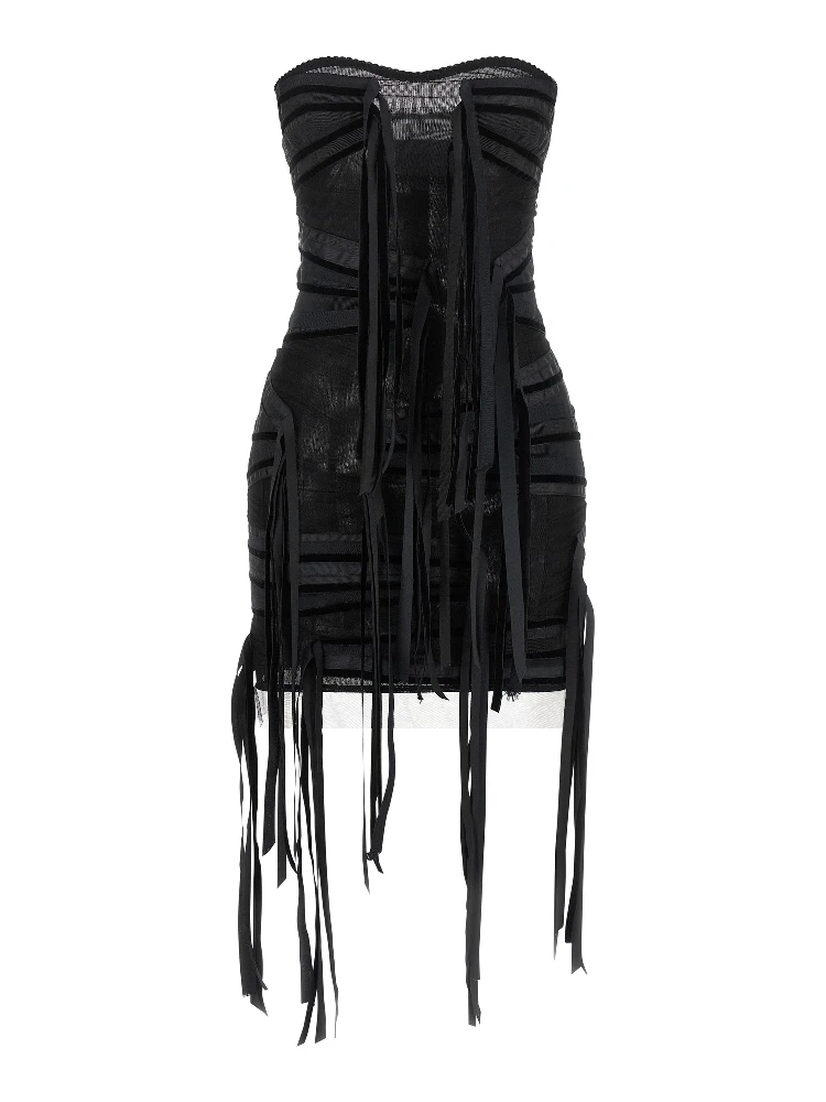 Black Polyamide Short Dress