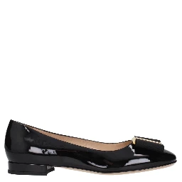 Black Leather Ballet Flats