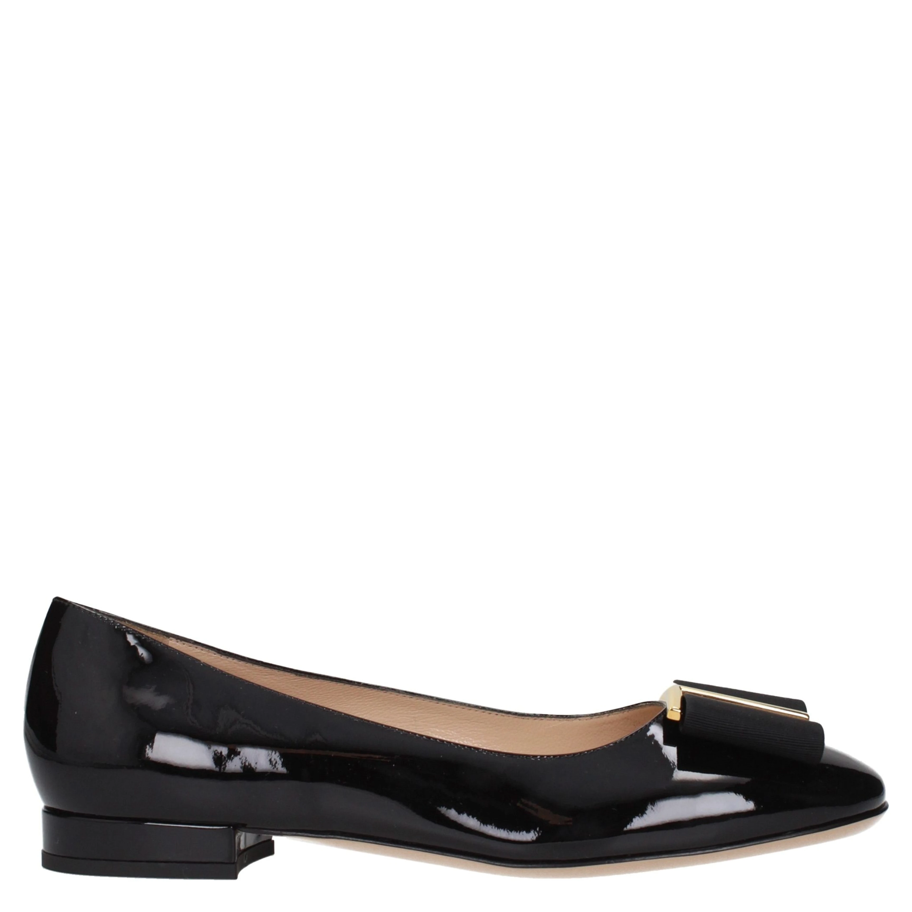 Black Leather Ballet Flats