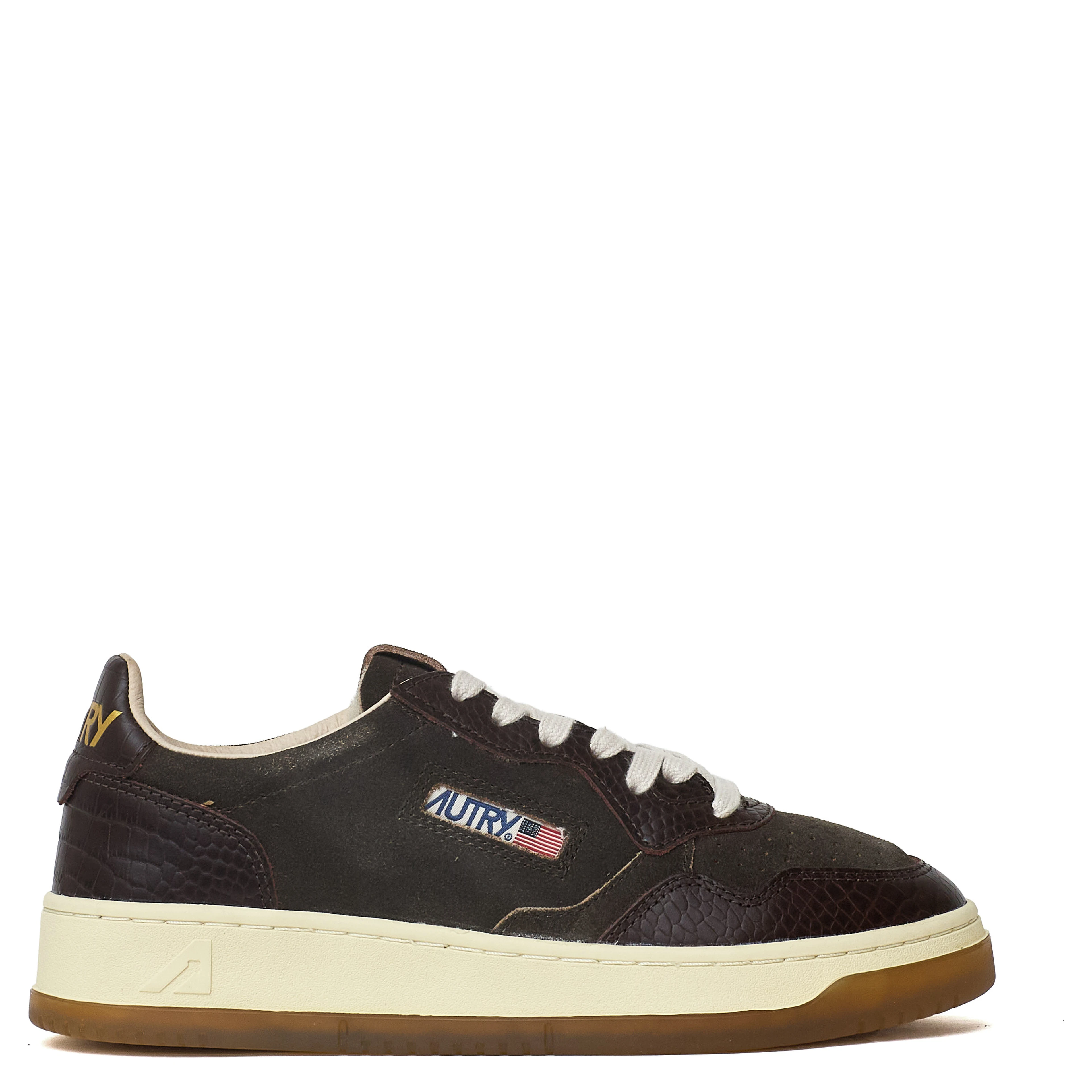 Sneakers Medalist Low In Suede, Stampa Cocco Mustang, Marrone