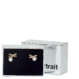 Gold Bow Pearl Earrings