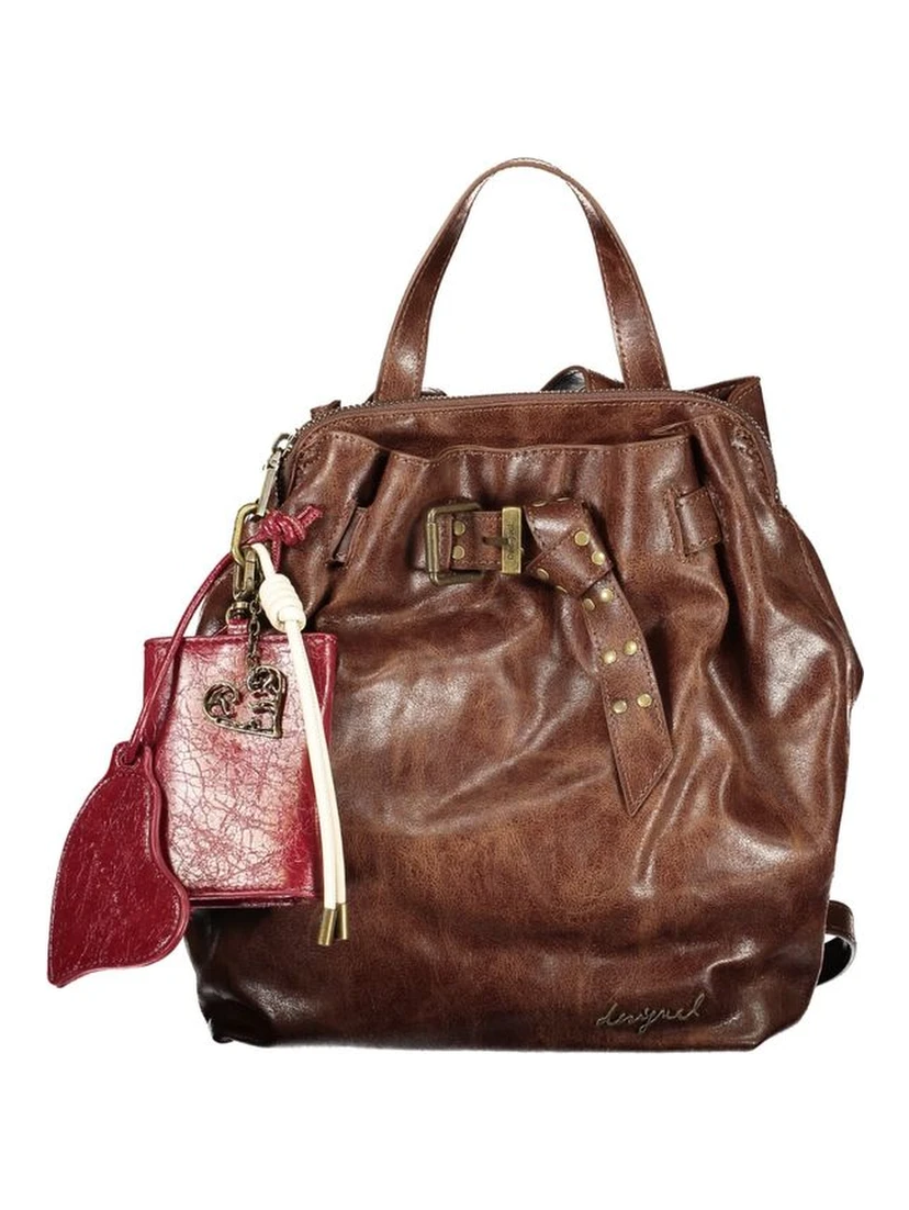 Brown Polyurethane Women's Backpack