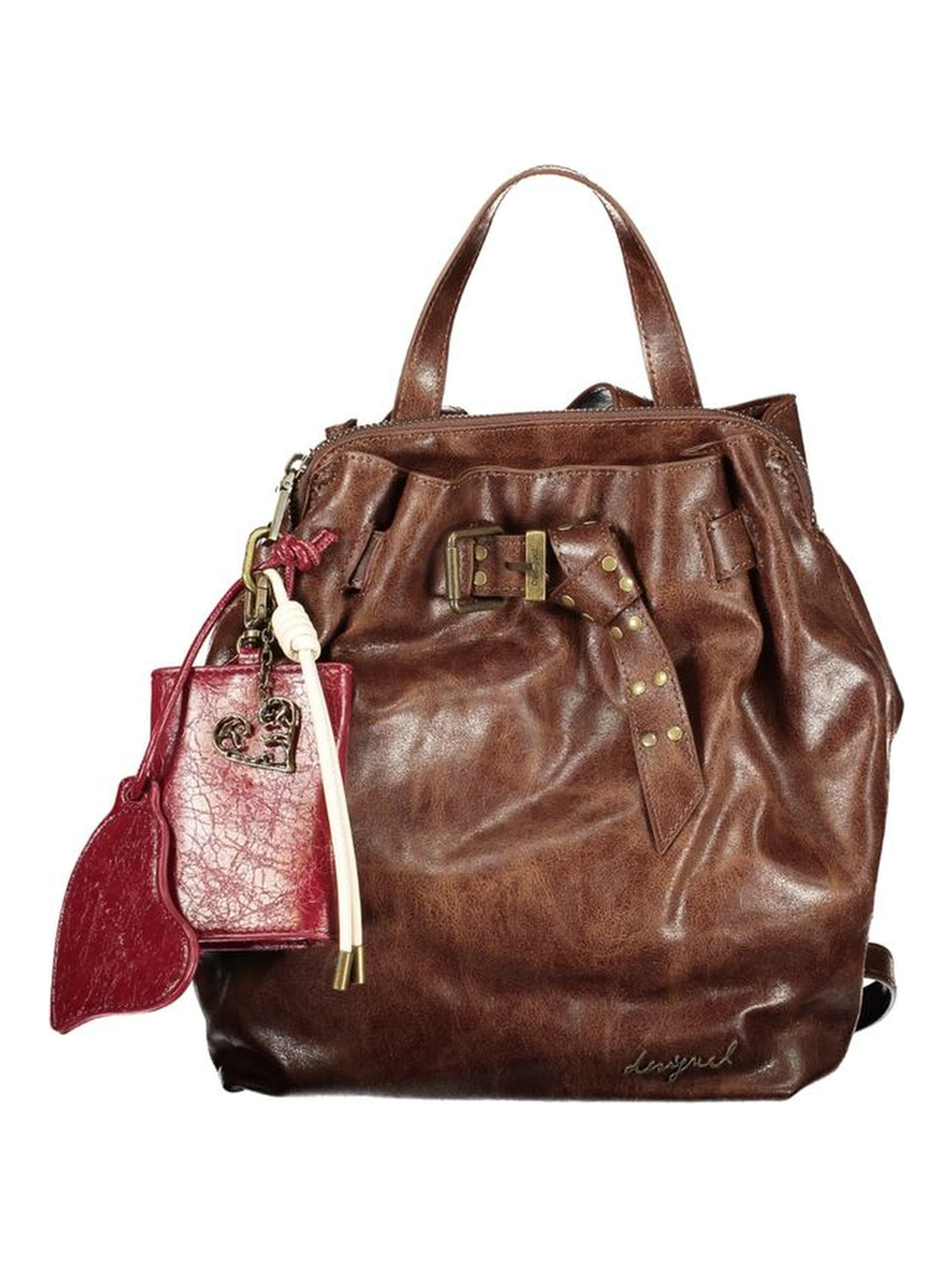Brown Polyurethane Women's Backpack