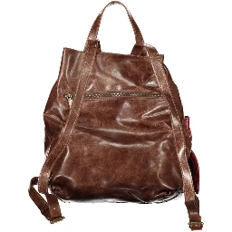Brown Polyurethane Women's Backpack