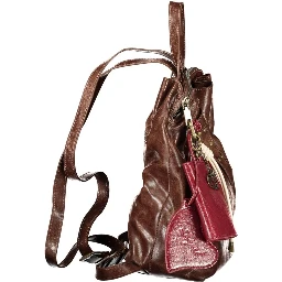 Brown Polyurethane Women's Backpack