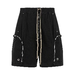 Black Cotton Bermuda Shorts