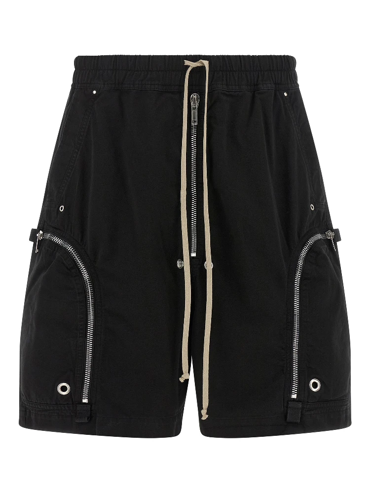 Black Cotton Bermuda Shorts
