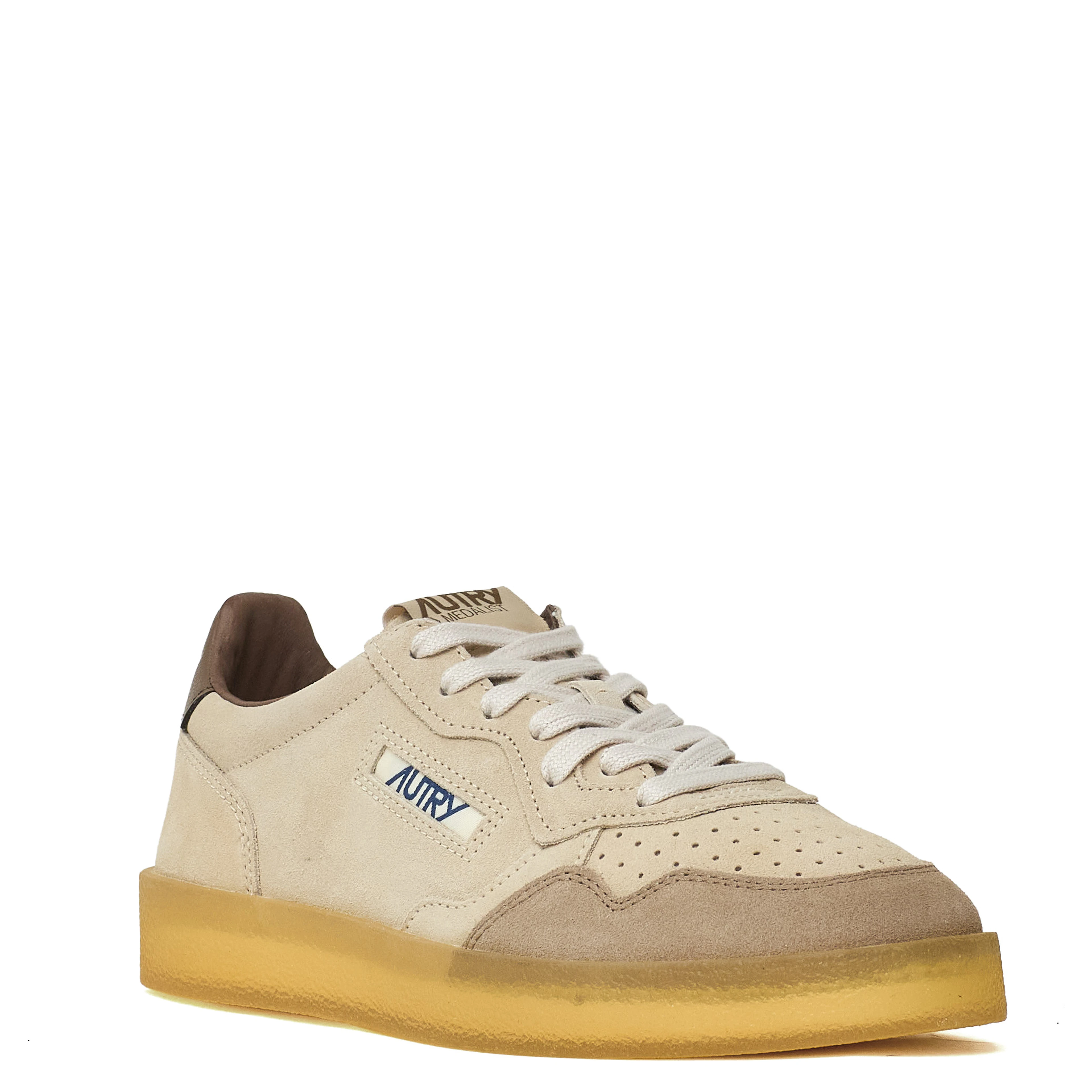 Sneakers Medalist Low In Pelle, Suede Crepe Biscotto/Kangaroo