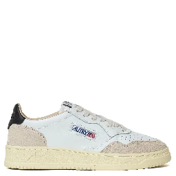 Sneakers Medalist Low In Pelle Bianca, Black E Suede Beige
