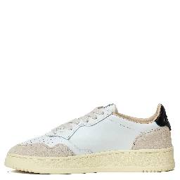 Sneakers Medalist Low In Pelle Bianca, Black E Suede Beige