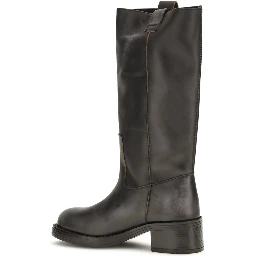Black Calf Leather Bos Taurus Ankle Boots