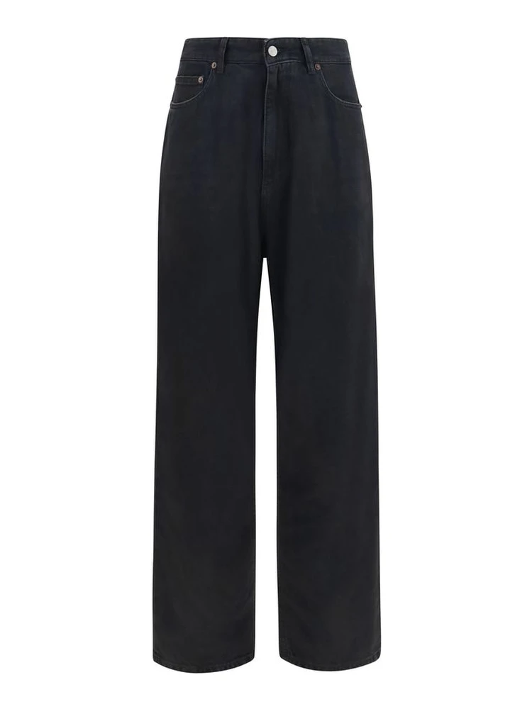 Black Cotton Relaxed Fit Jeans