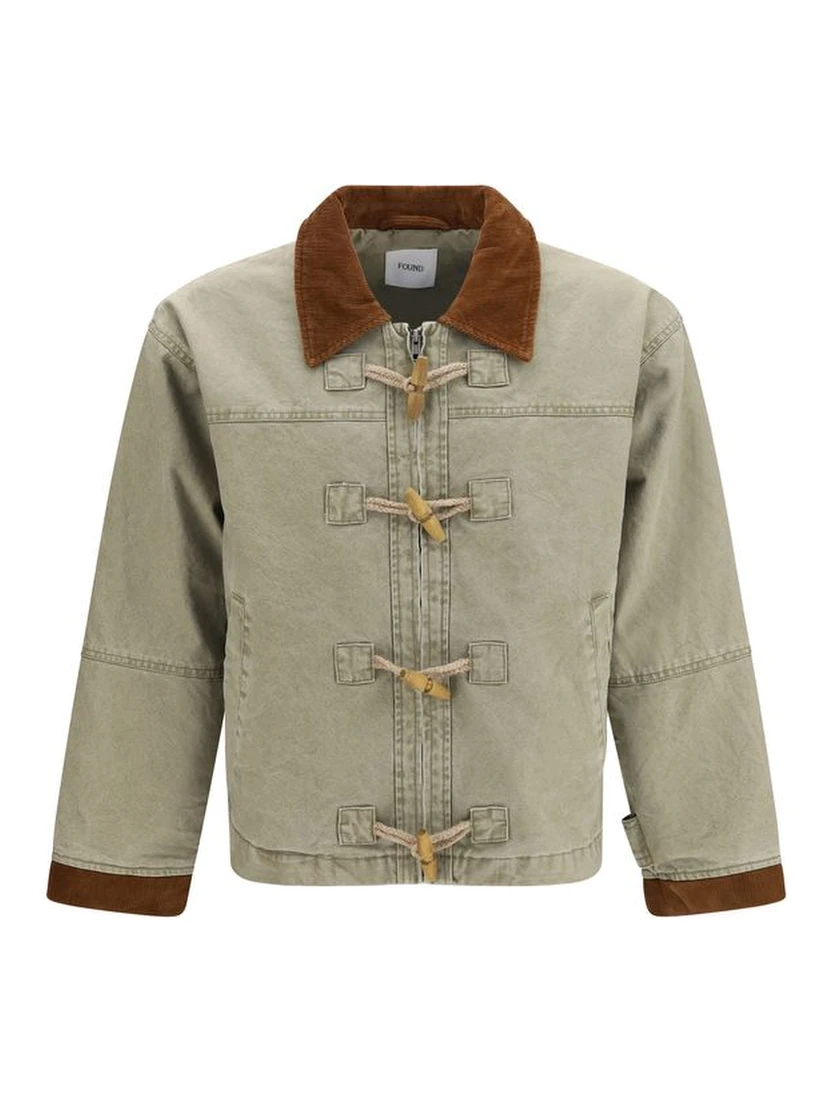 Bicolor Cotton Full-Length Jacket