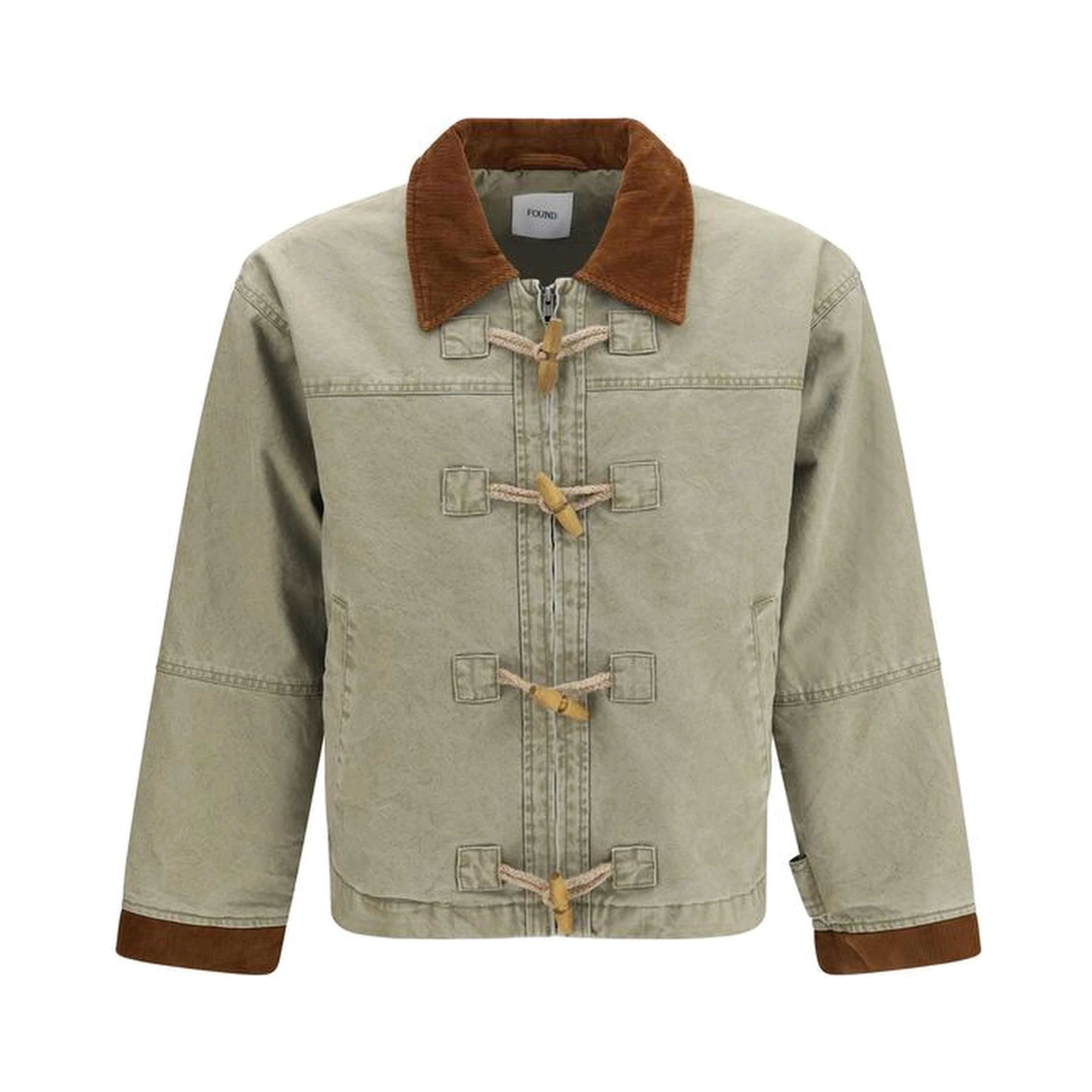 Bicolor Cotton Full-Length Jacket
