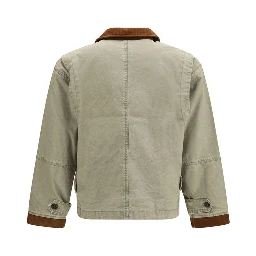 Bicolor Cotton Full-Length Jacket
