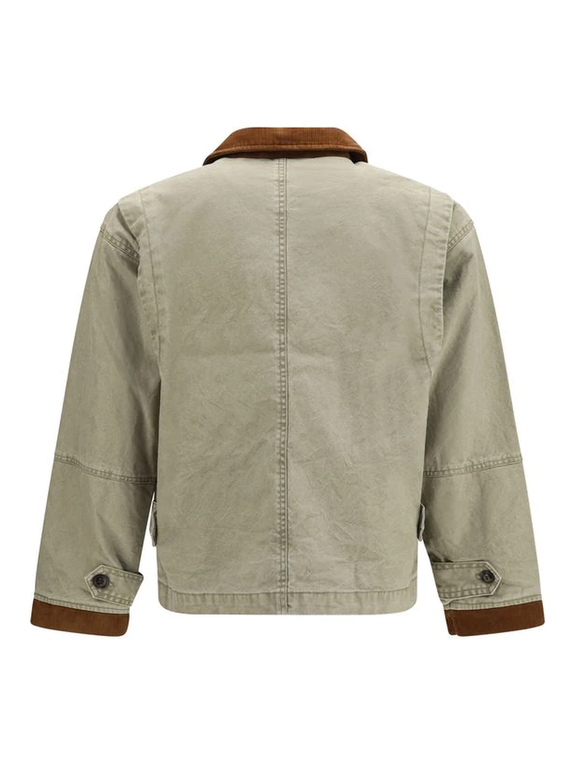 Bicolor Cotton Full-Length Jacket