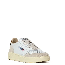 Sneakers Medalist Low In Pelle, Suede Bianco, Lion