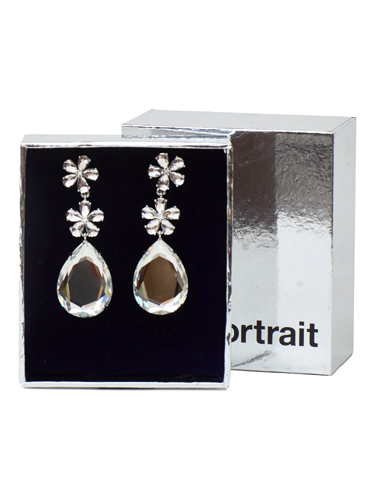 Crystal Flower Tiered Earrings