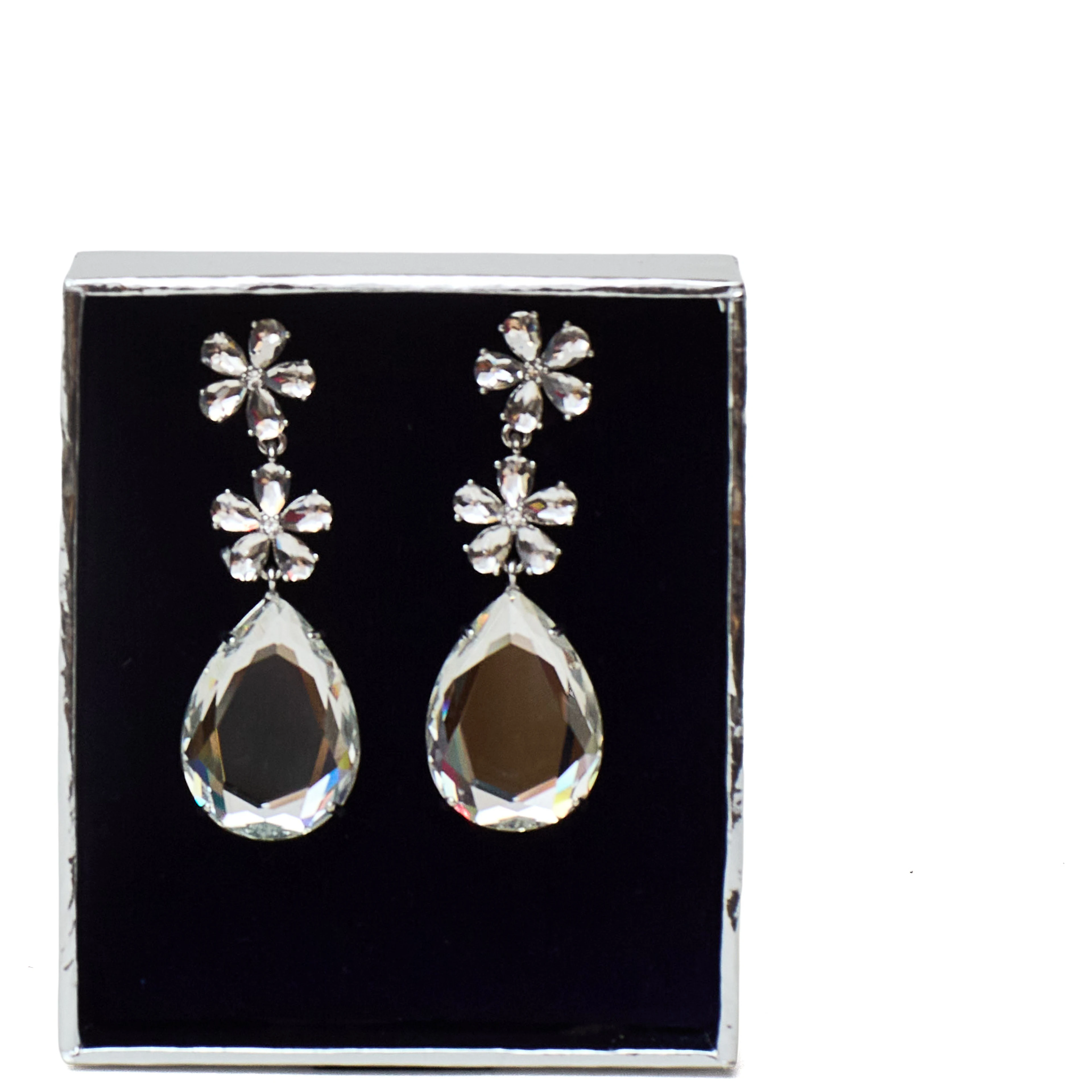 Crystal Flower Tiered Earrings