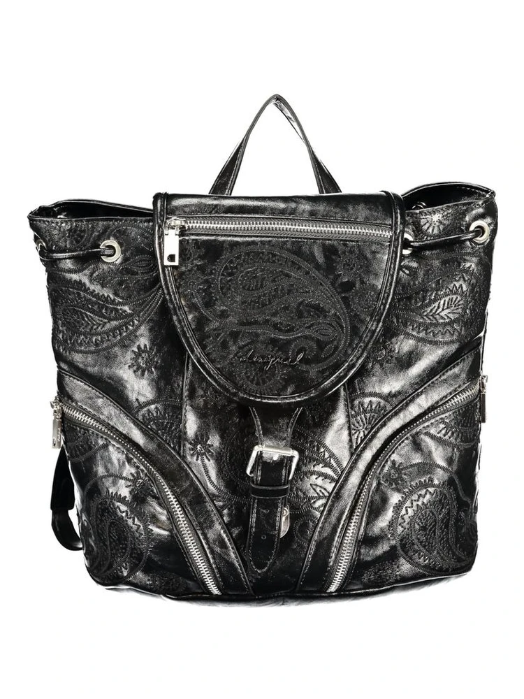 Black Polyurethane Women's Backpack