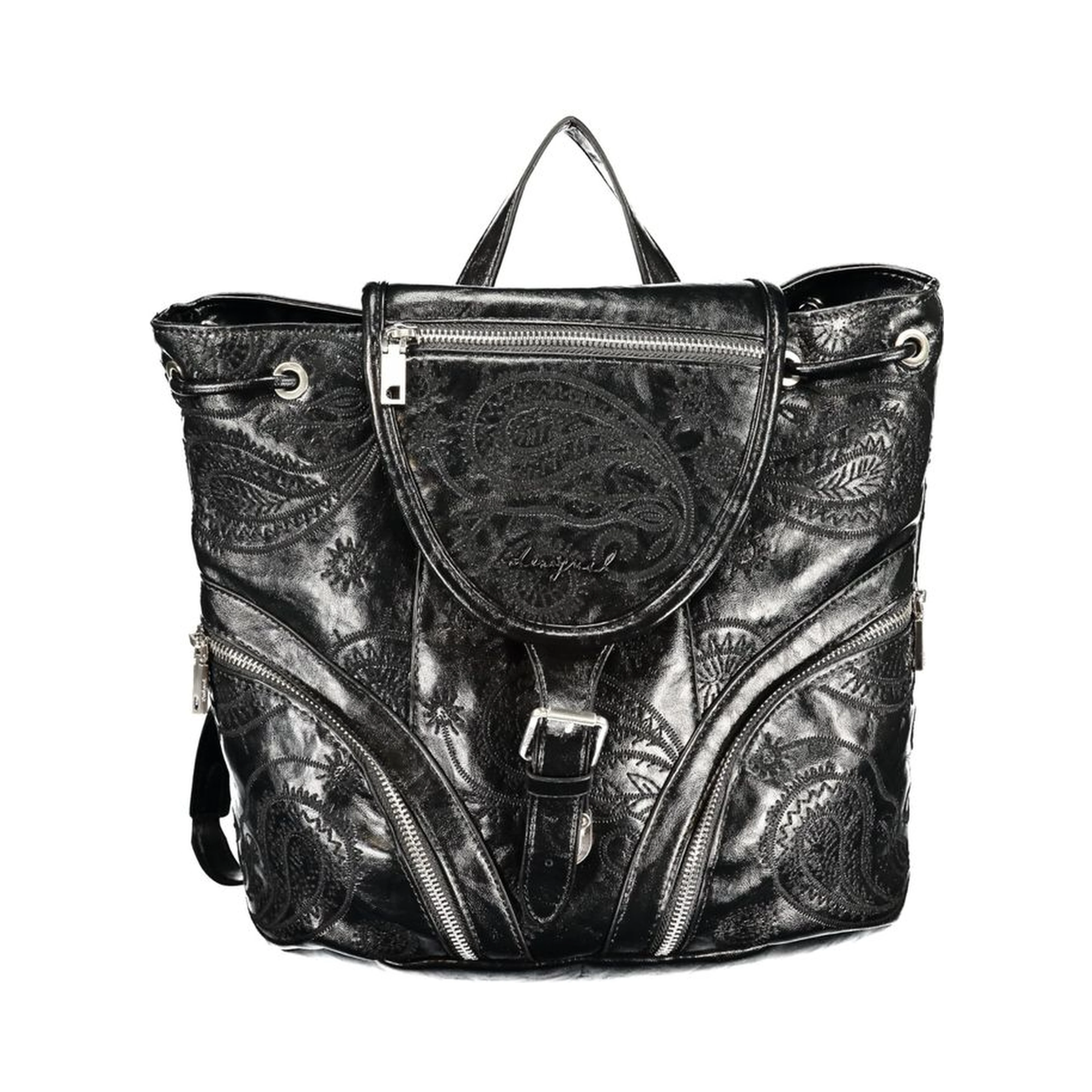Black Polyurethane Women's Backpack