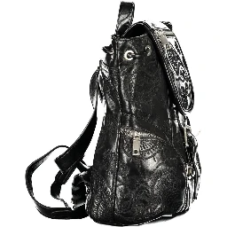 Black Polyurethane Women's Backpack