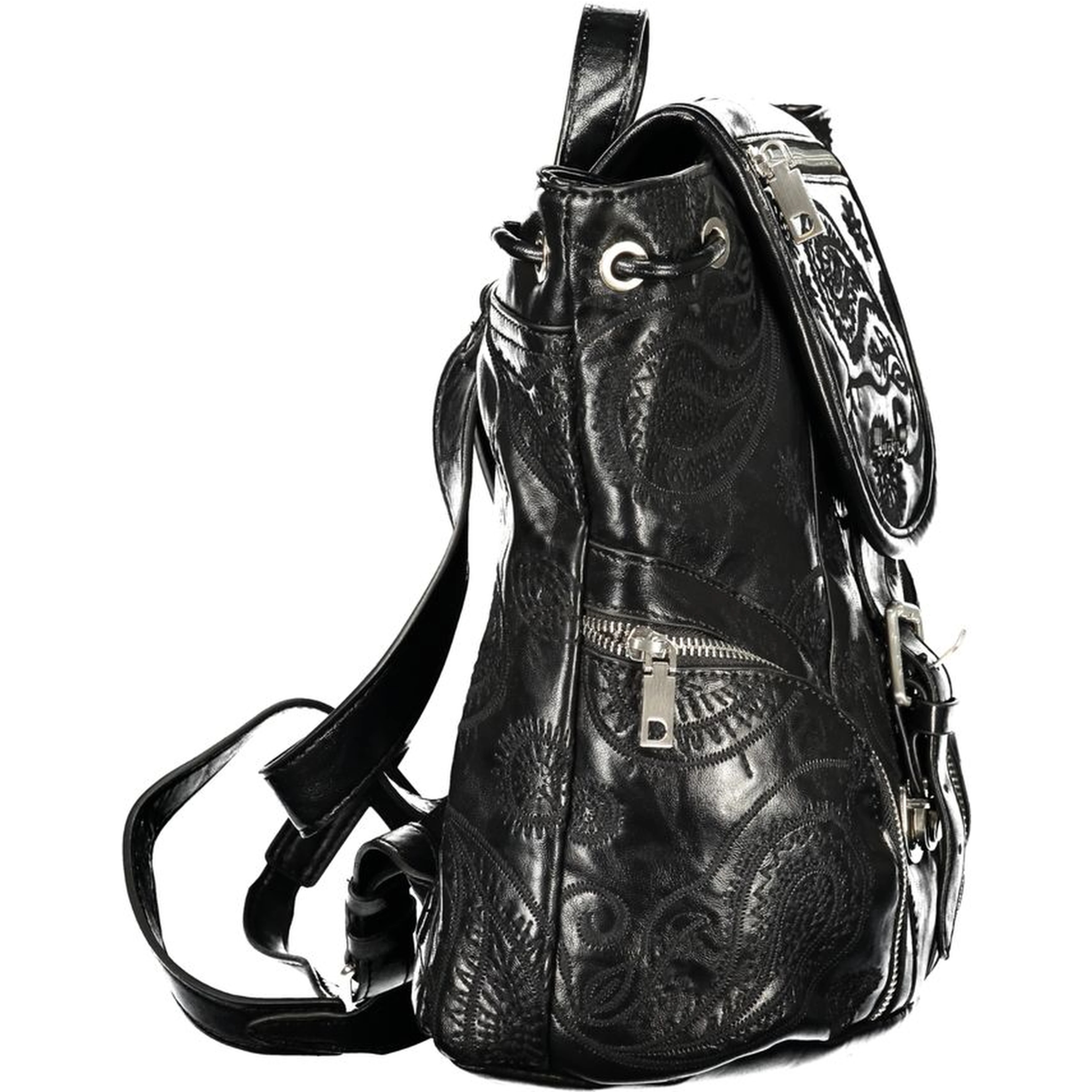 Black Polyurethane Women's Backpack