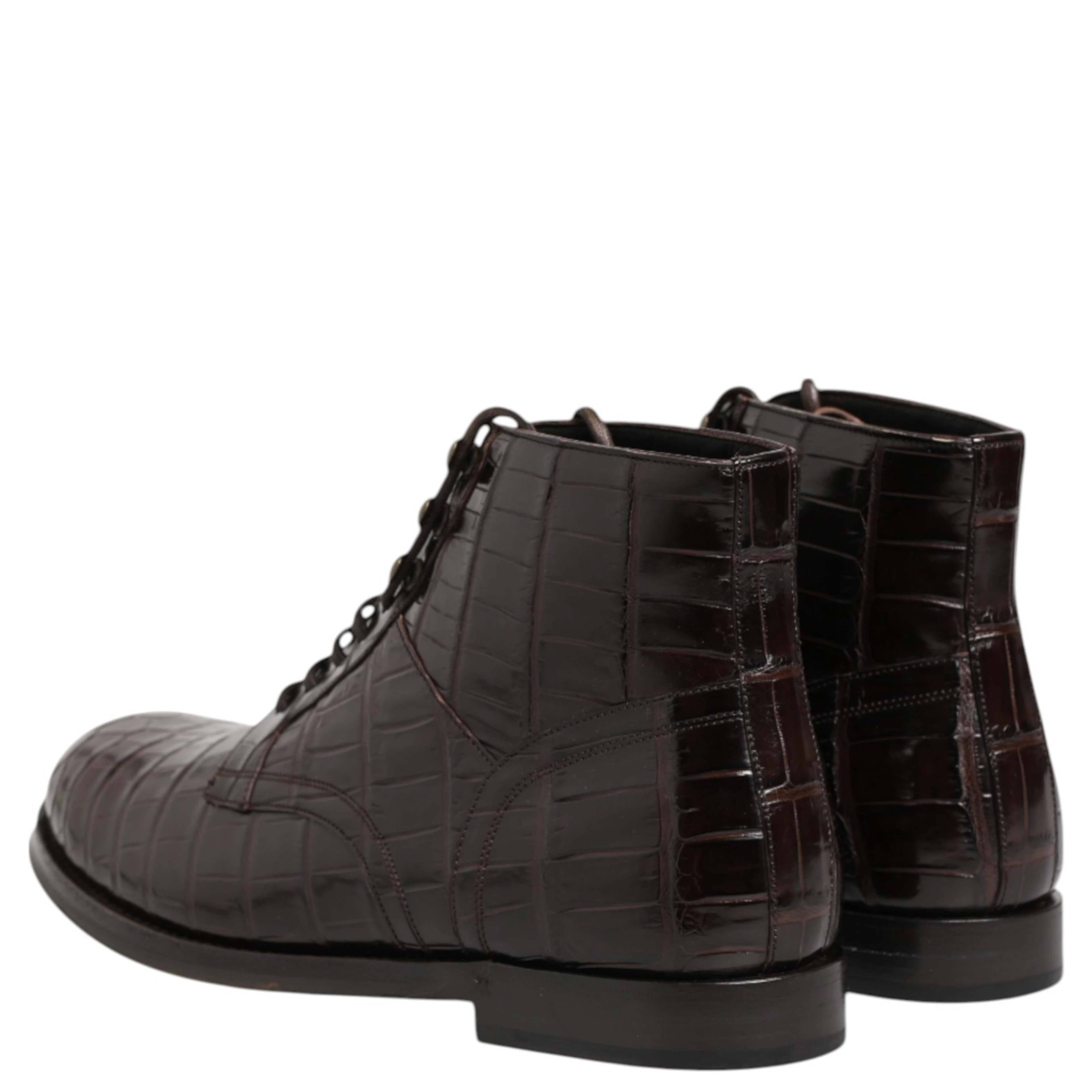 Dark Brown Leather Lace Up Short Boots Shoes
