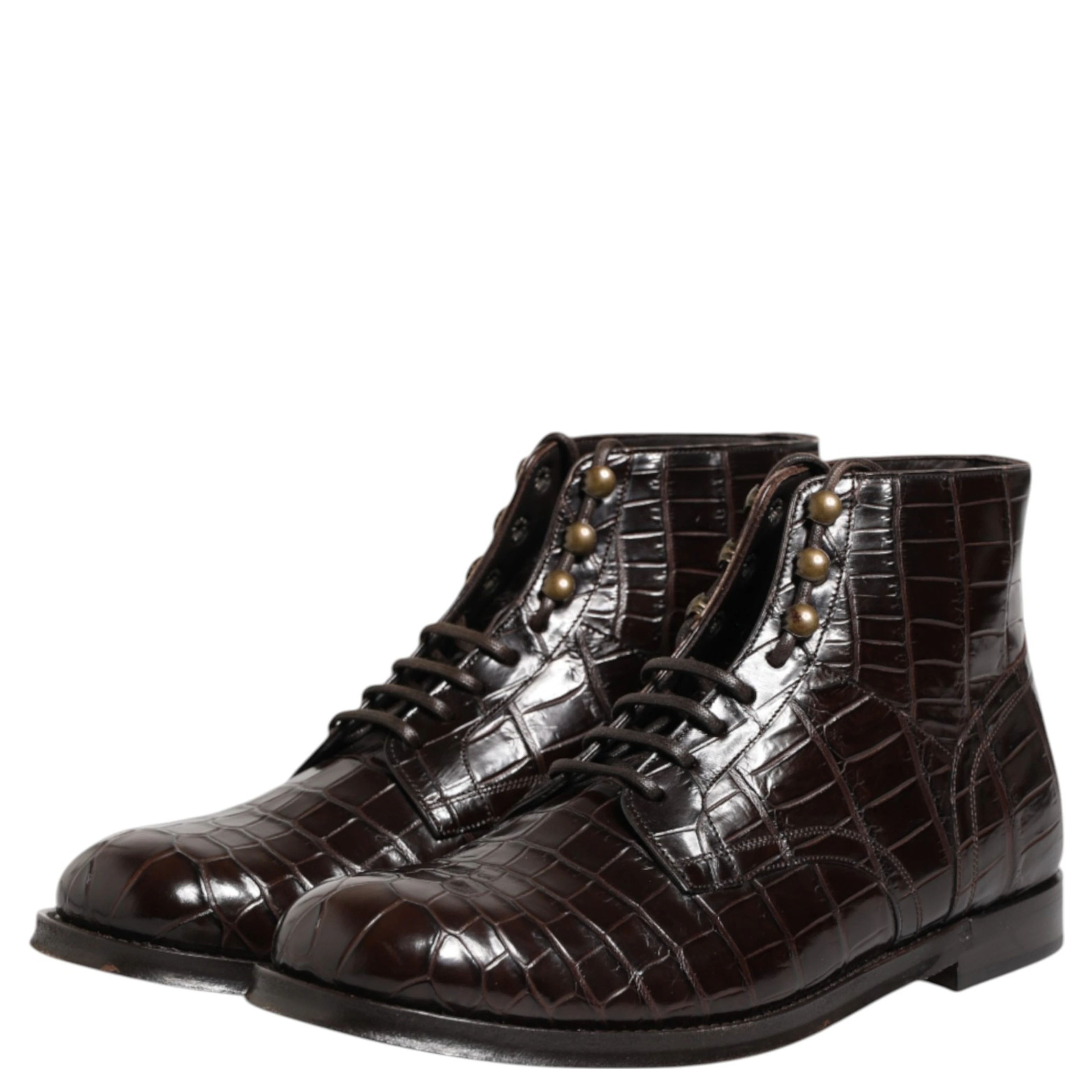 Dark Brown Leather Lace Up Short Boots Shoes
