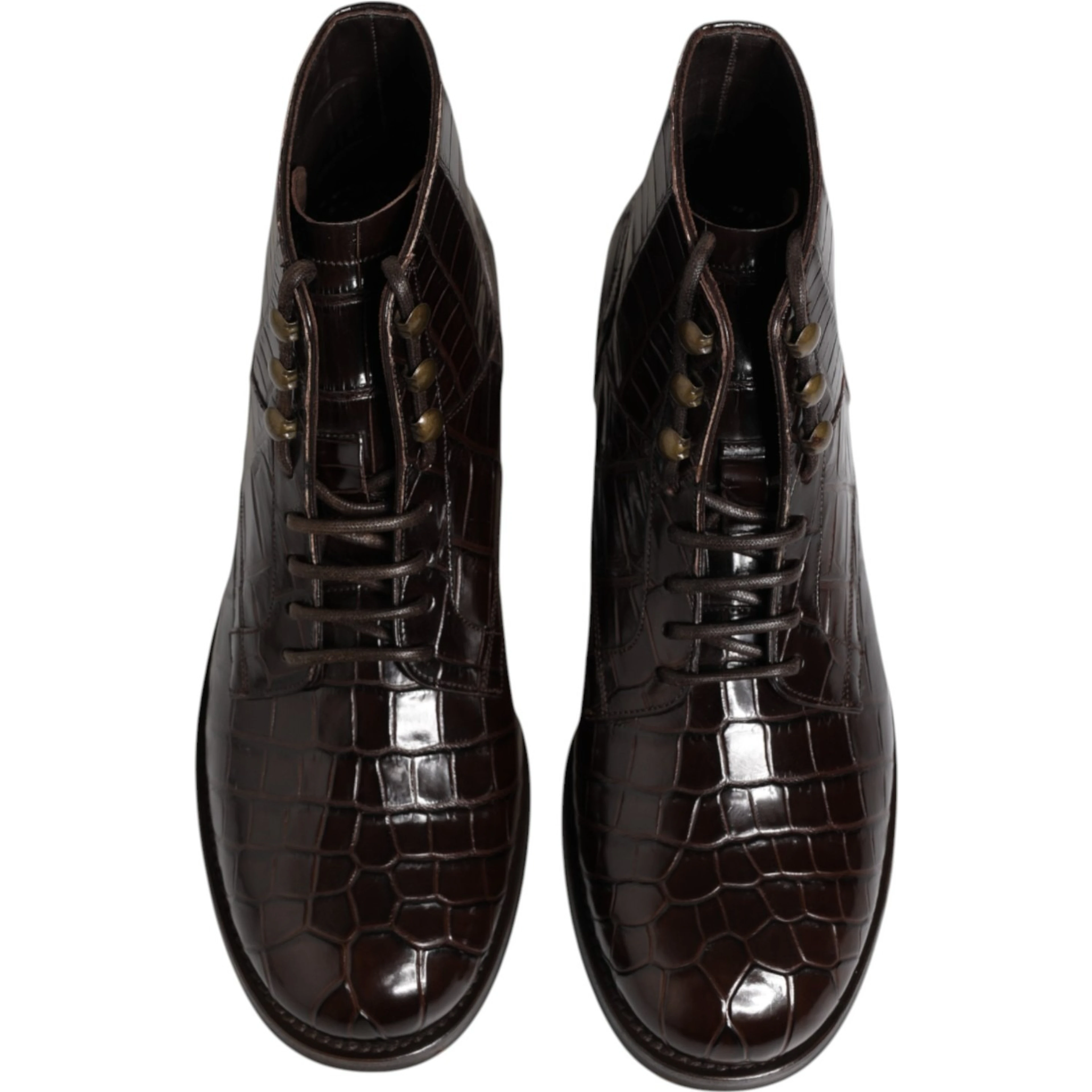 Dark Brown Leather Lace Up Short Boots Shoes