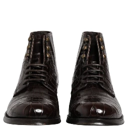 Dark Brown Leather Lace Up Short Boots Shoes