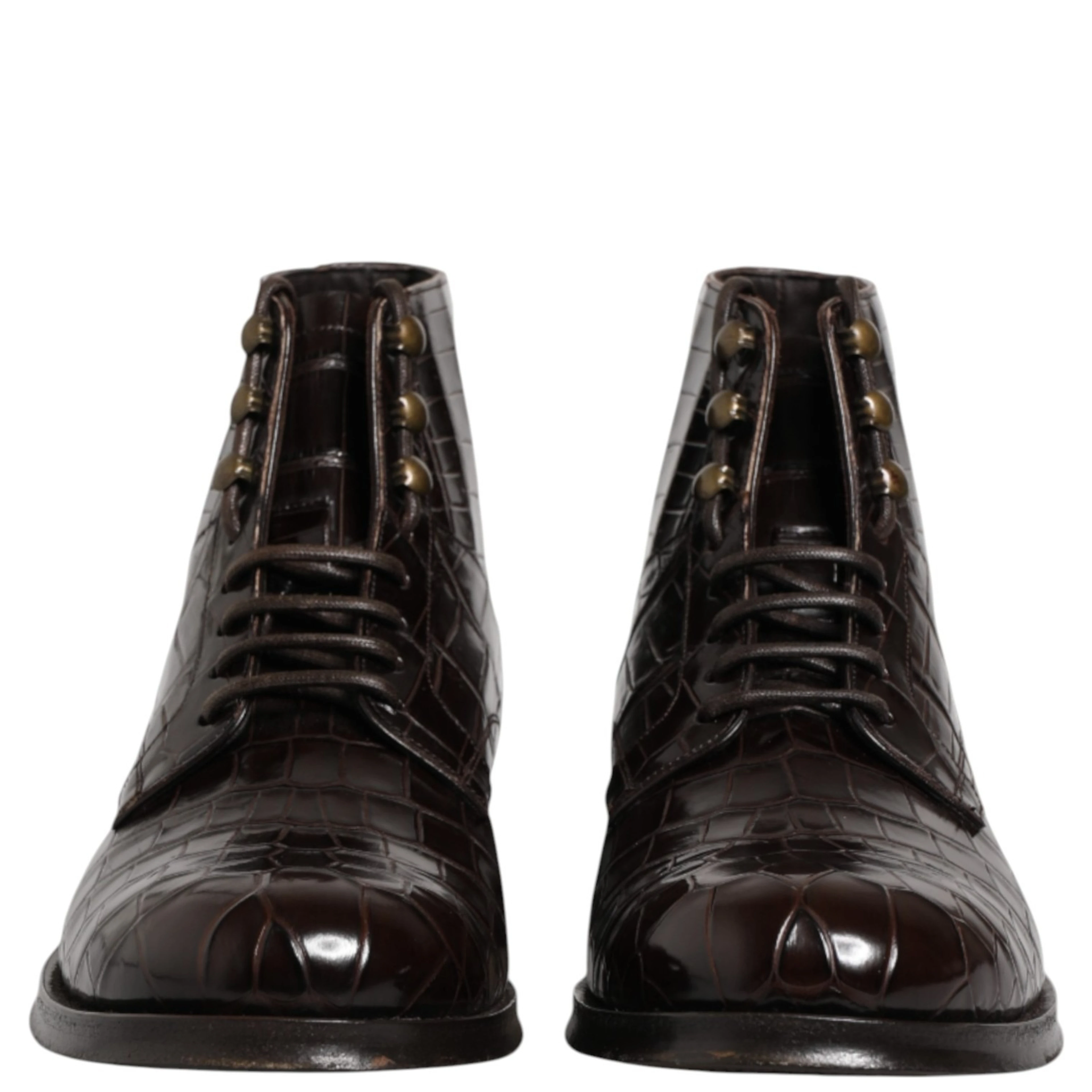 Dark Brown Leather Lace Up Short Boots Shoes