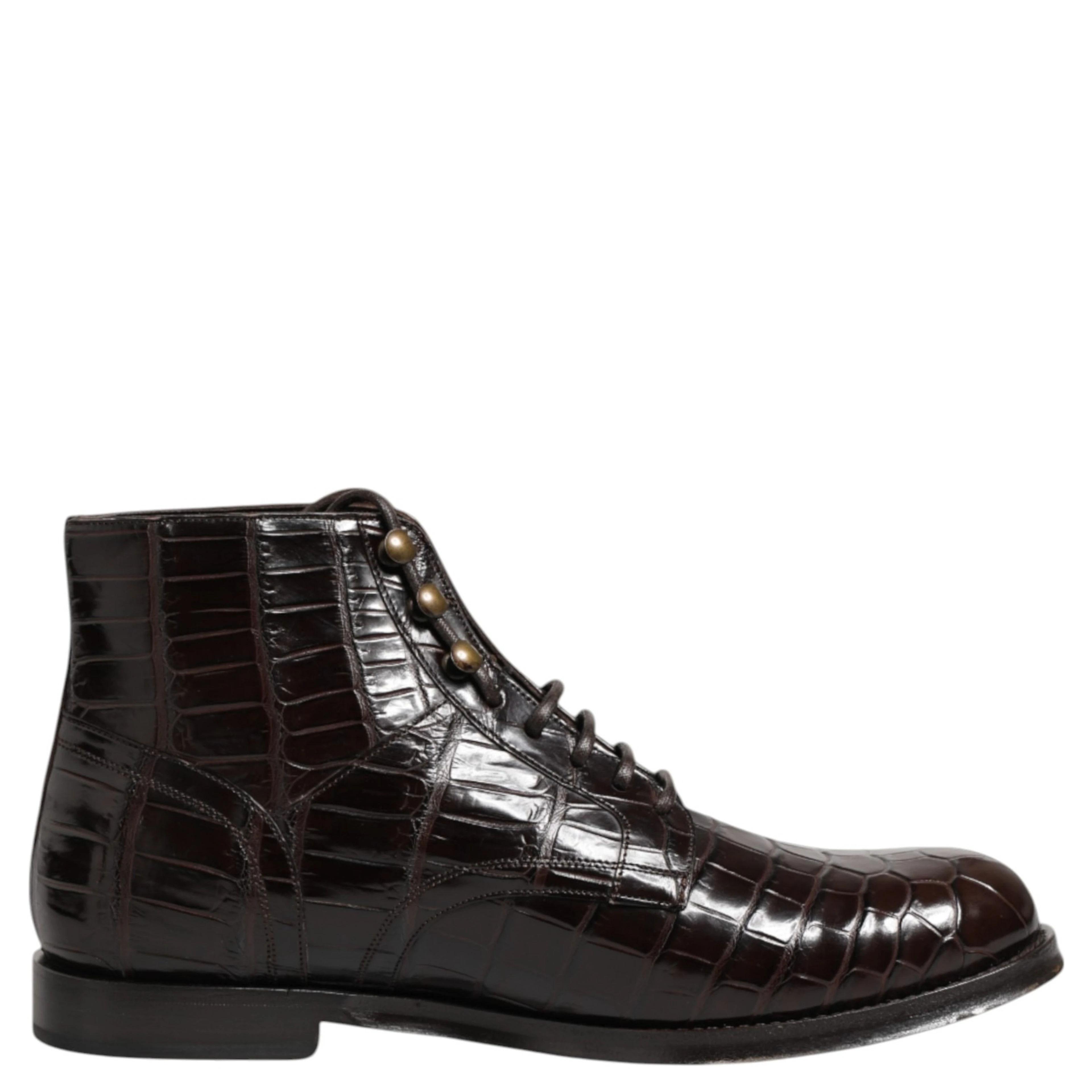 Dark Brown Leather Lace Up Short Boots Shoes
