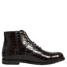 Dark Brown Leather Lace Up Short Boots Shoes