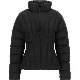 Black Polyester Full-Length Jacket