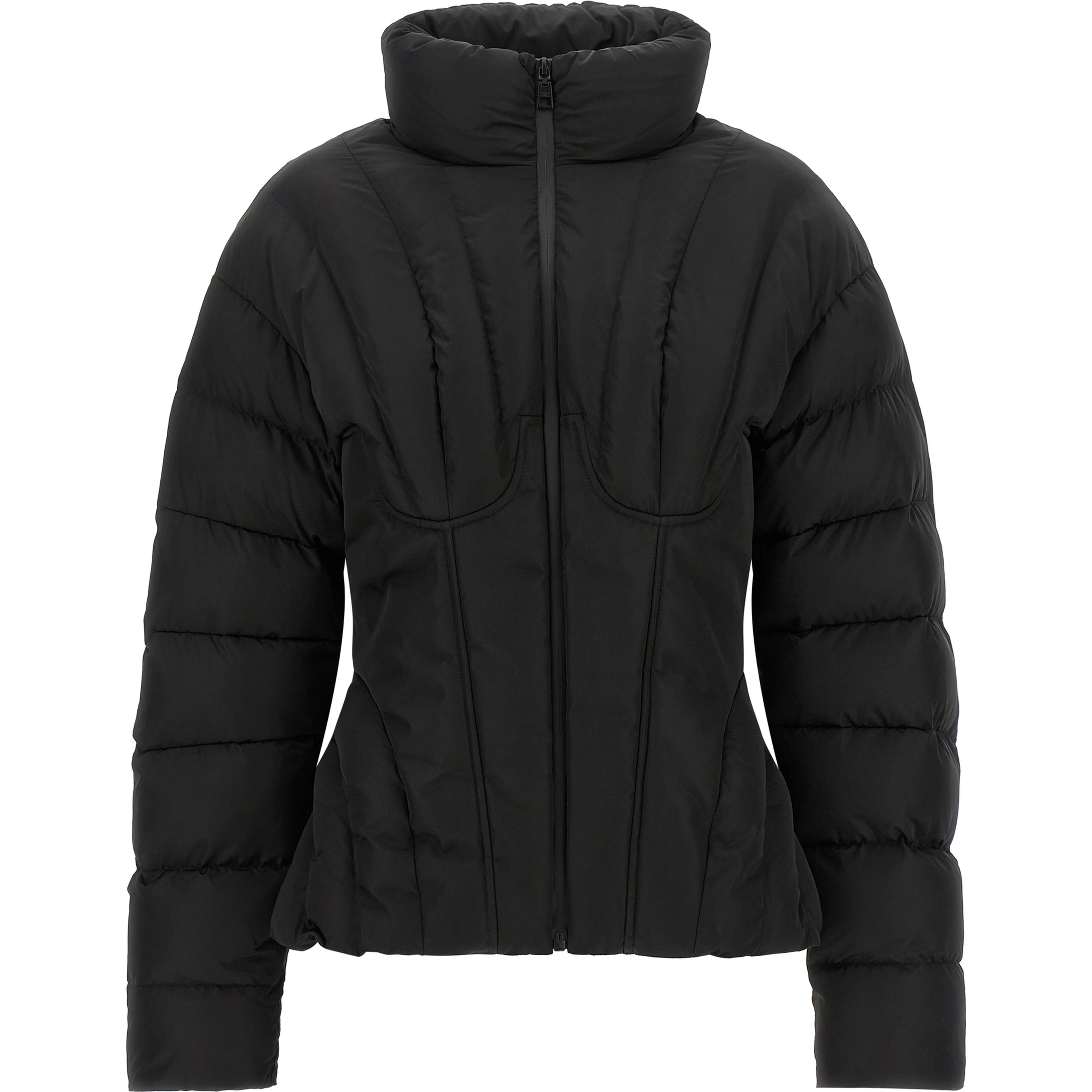 Black Polyester Full-Length Jacket