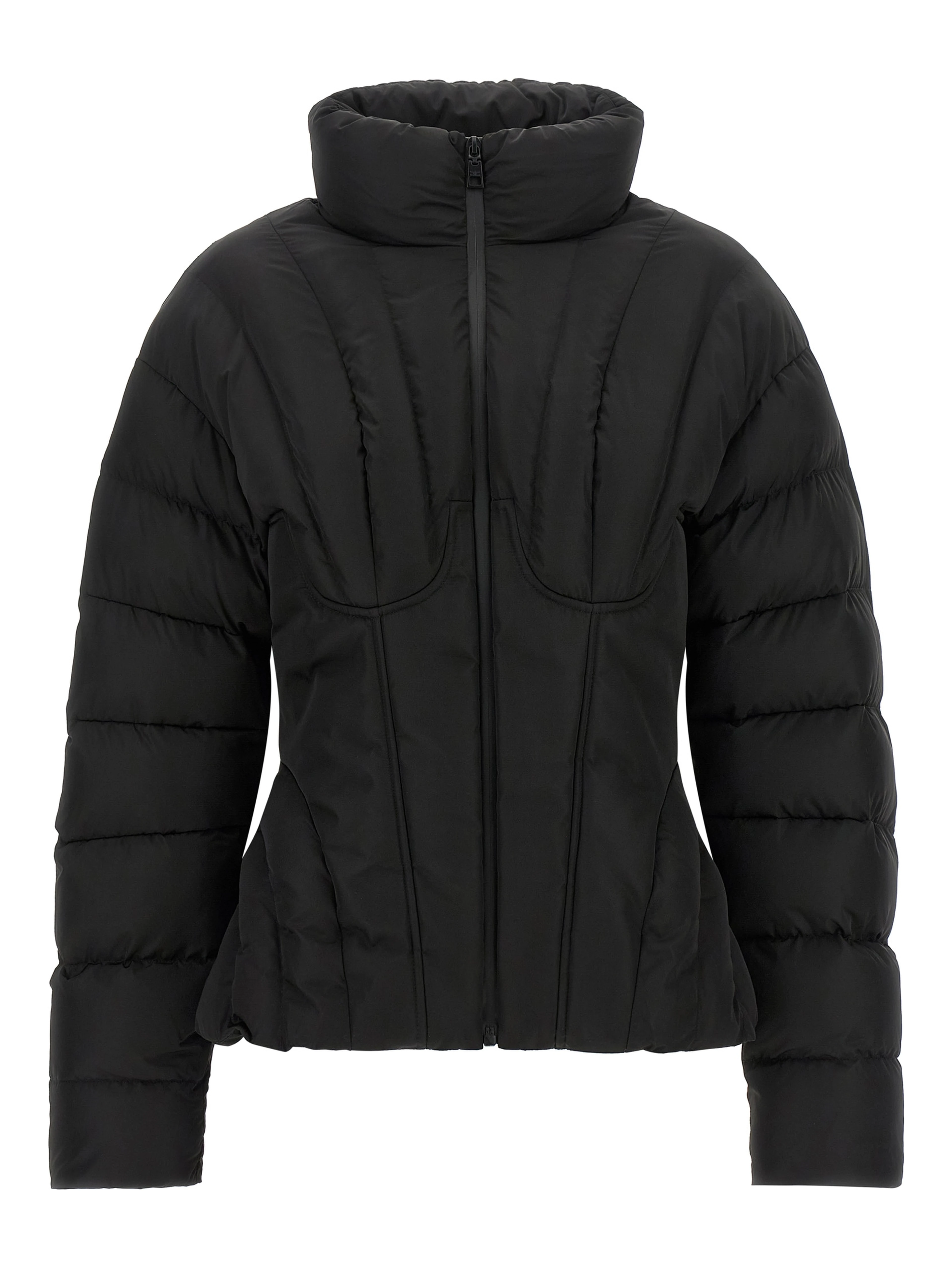 Black Polyester Full-Length Jacket