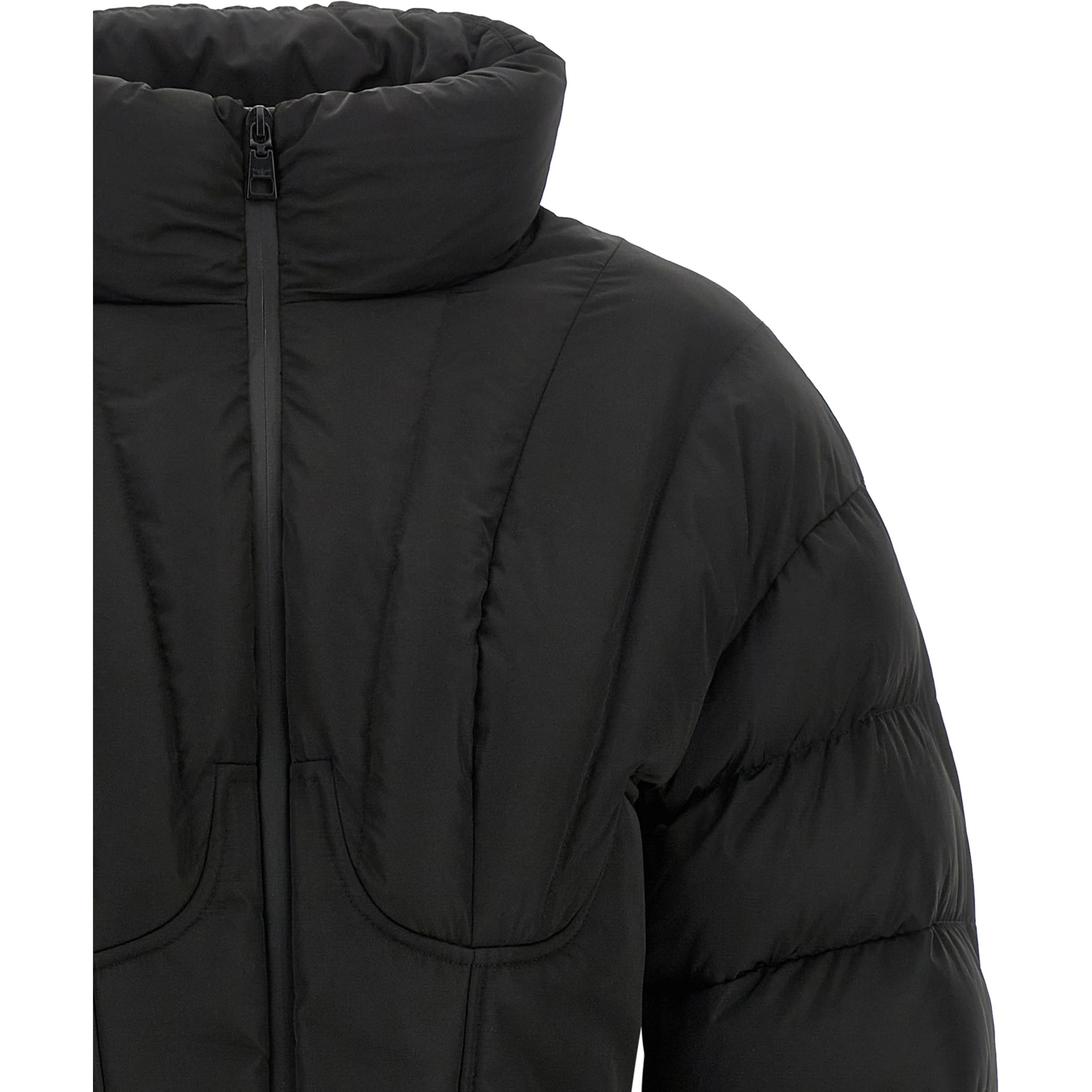 Black Polyester Full-Length Jacket