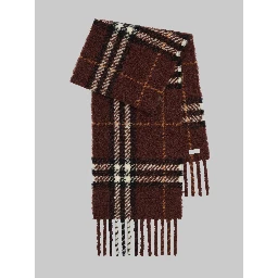 Brown Check bouclé scarf