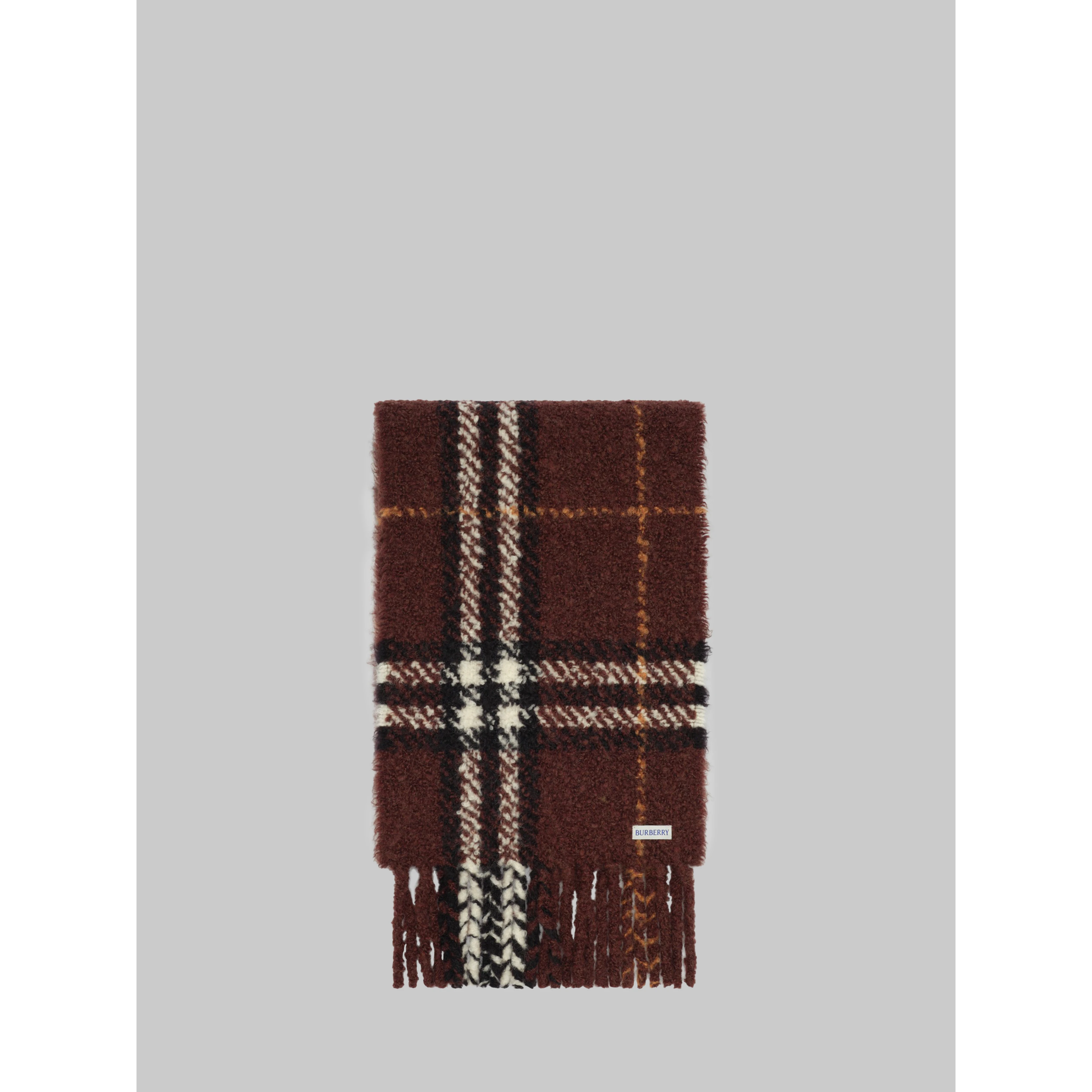 Brown Check bouclé scarf