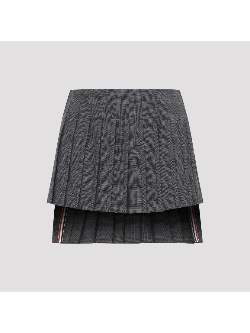 Thom Browne Low Rise Mini Narrow Pleated Skirt