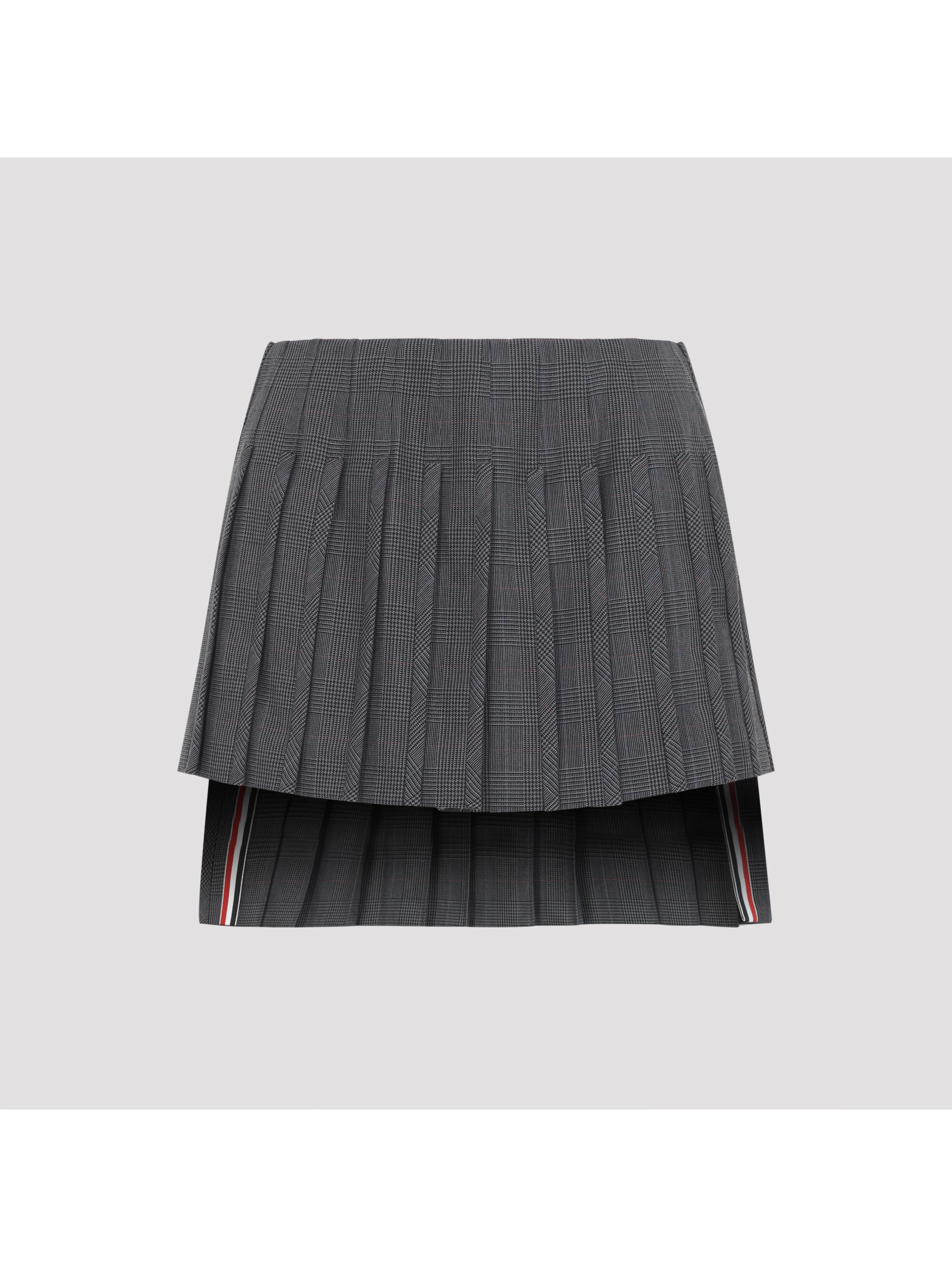 Thom Browne Low Rise Mini Narrow Pleated Skirt