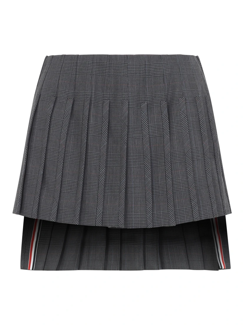 Thom Browne Low Rise Mini Narrow Pleated Skirt