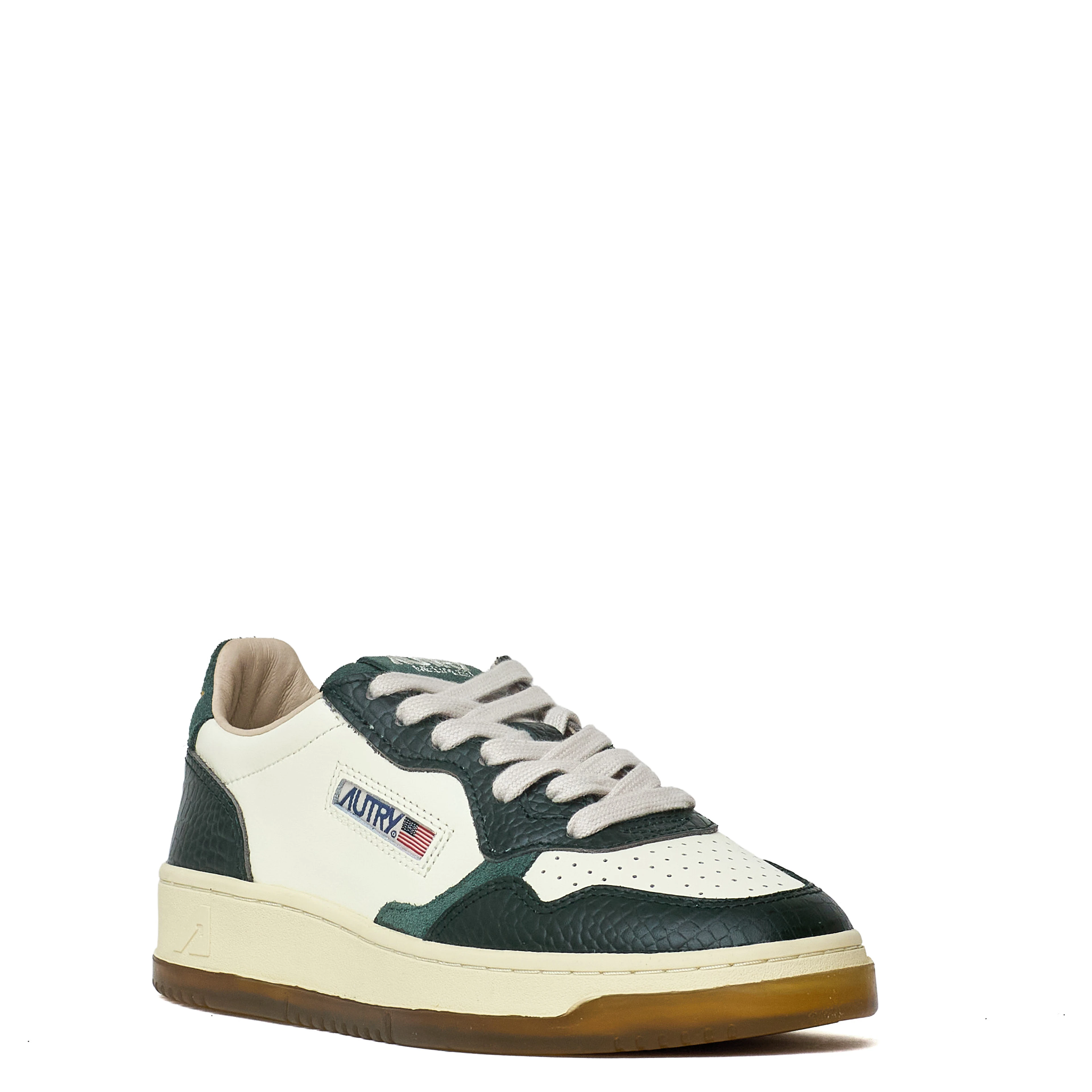 Sneakers Medalist Low In Pelle, Stampa Cocco Marshmallow, Verde