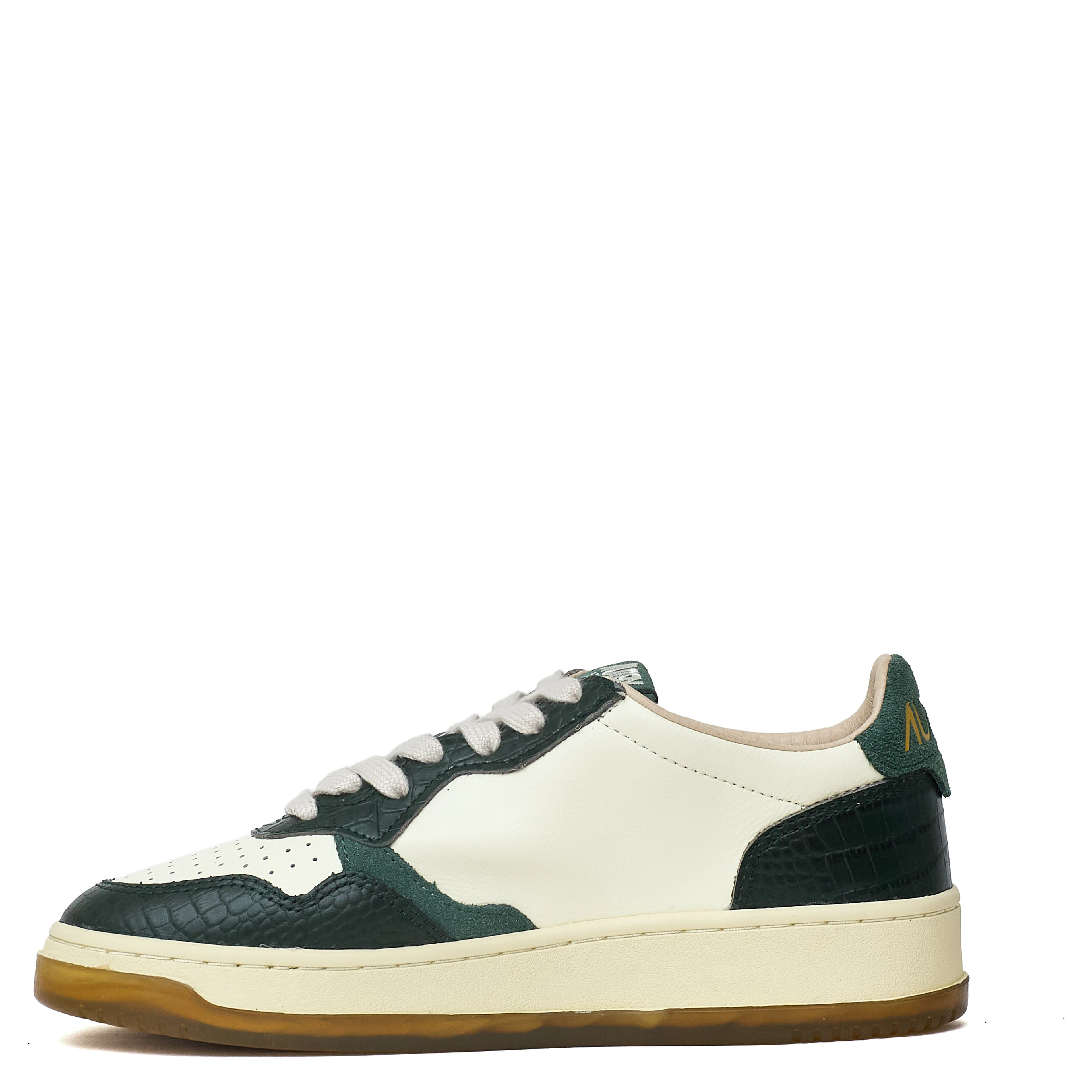 Sneakers Medalist Low In Pelle, Stampa Cocco Marshmallow, Verde