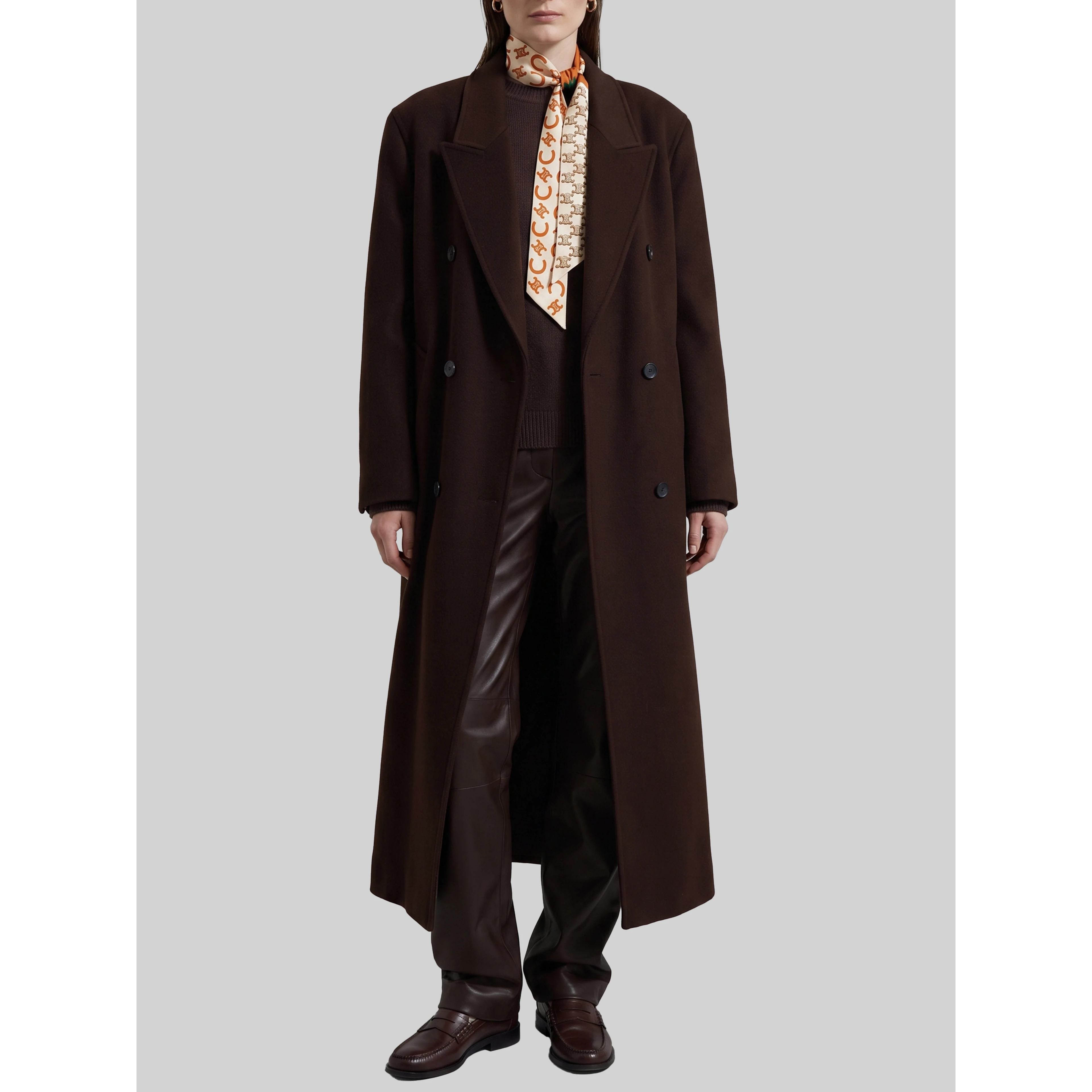 Dark brown Gala double-breasted coat