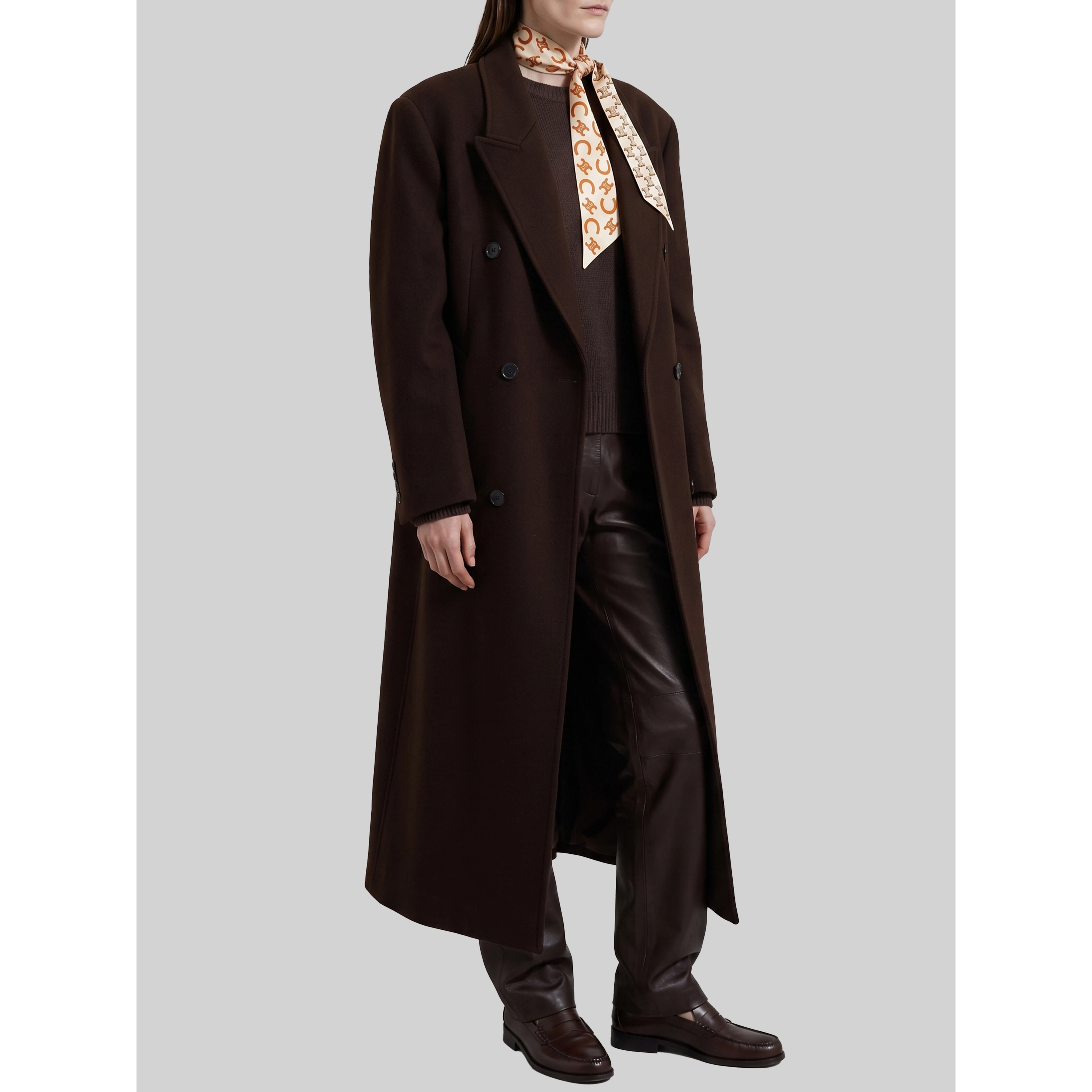Dark brown Gala double-breasted coat