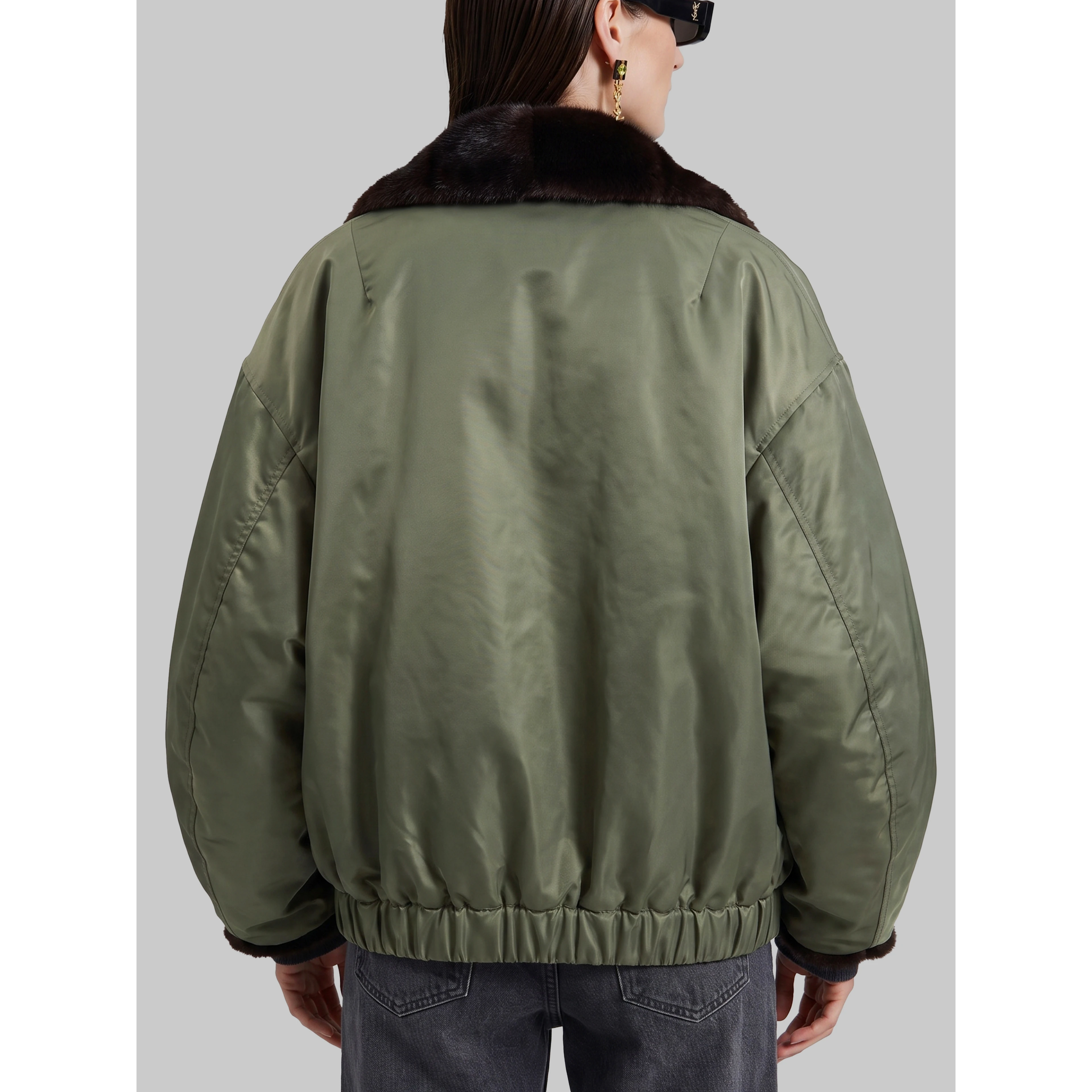 Brown and green Vera faux fur reversible short coat