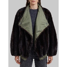 Brown and green Vera faux fur reversible short coat